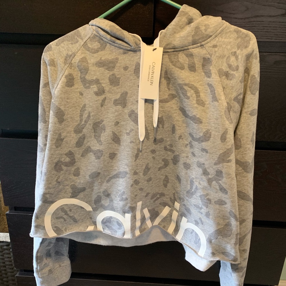Calvin Klein Gray/Grey Cropped Hoodie